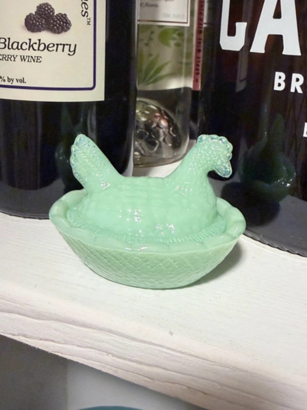 Mint Green Ceramic Hen Trinket Dish - Decorative Nest Bowl